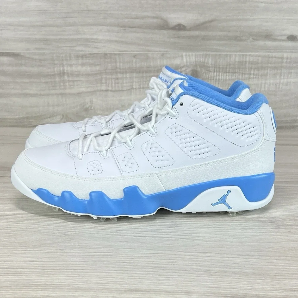 Men's 10.5 - Nike Air Jordan 9 UNC White University Blue Golf Shoes FJ5934-101